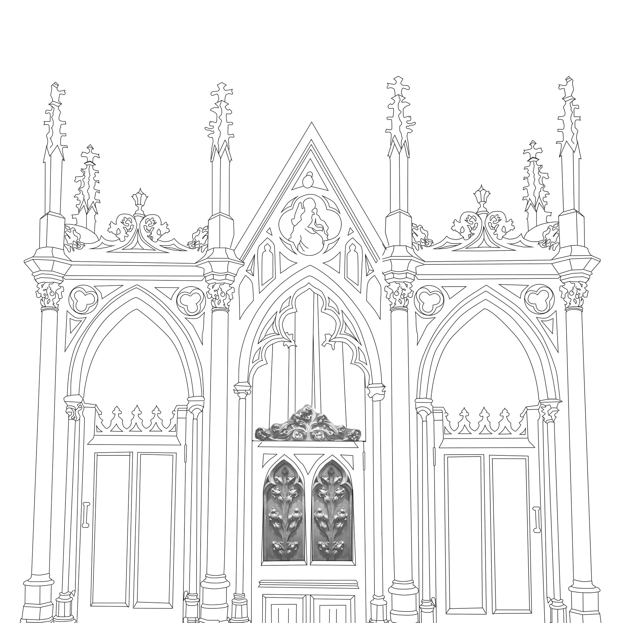 Petruskerk confessional drawing